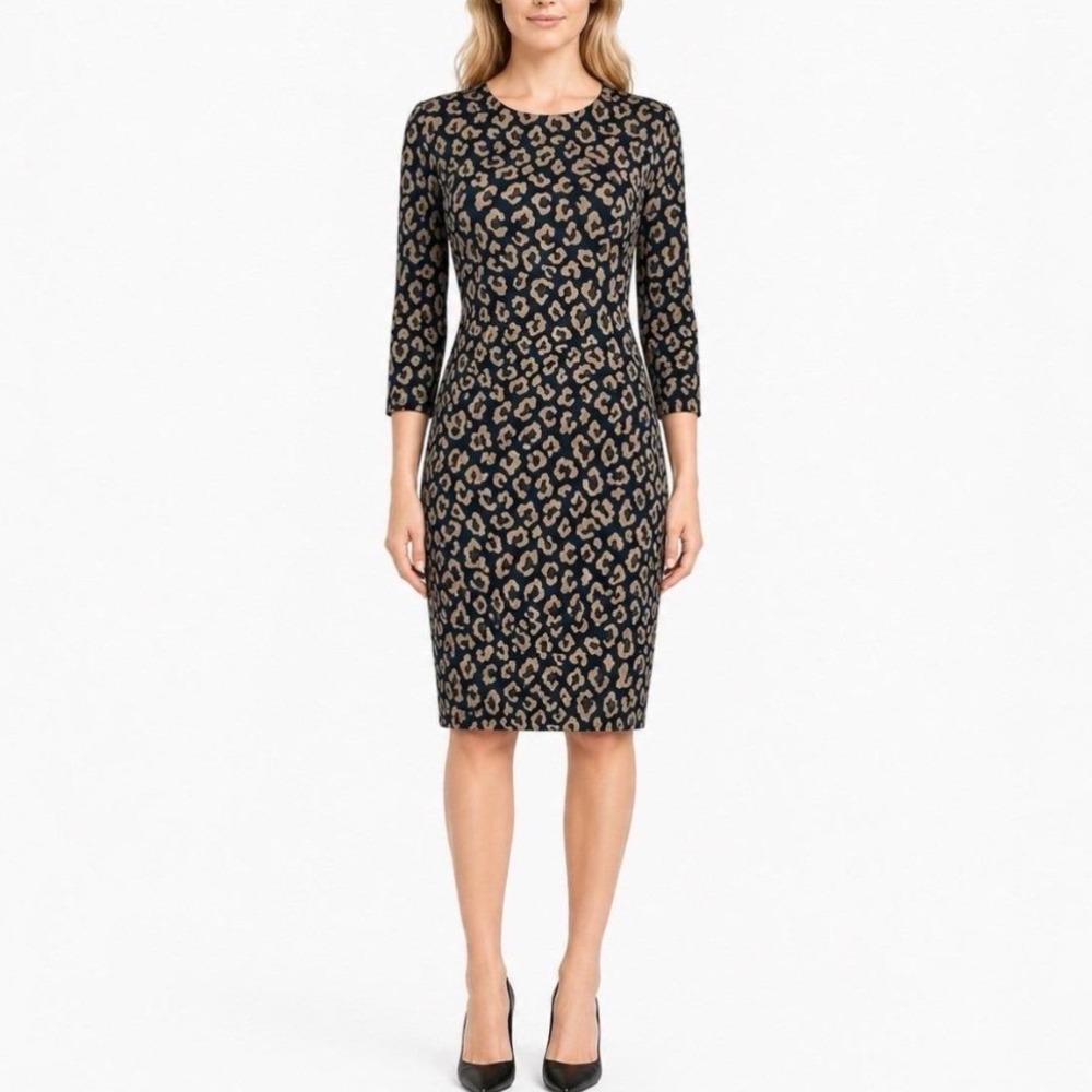 J.McLaughlin M Sophia Dress Cheetah Print Catalina Cloth Knit Capsule WearToWork